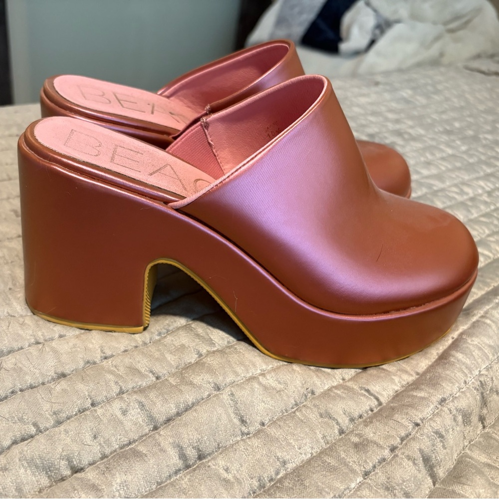 Pink Platform Mules
